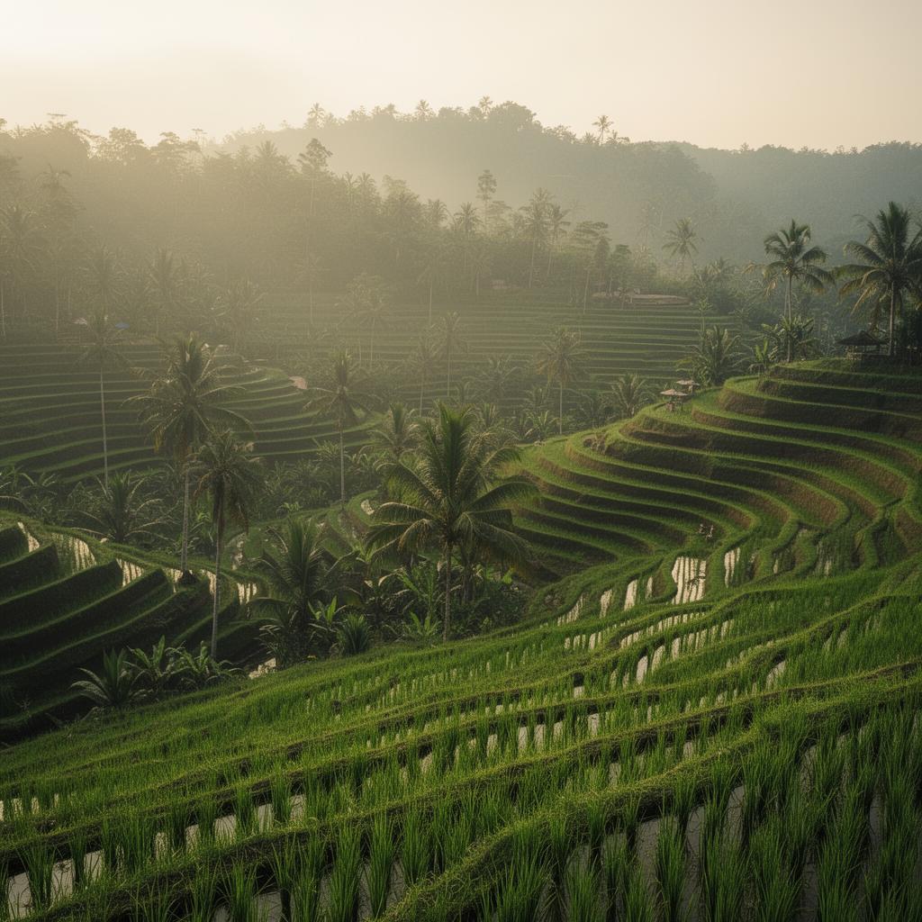 Balinese rice terraces in morning light