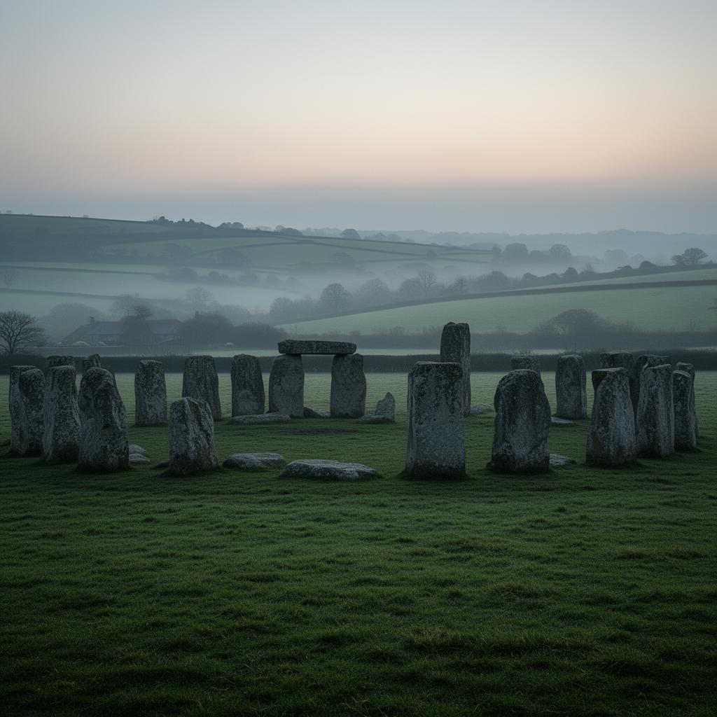 Standing stones at dawn, UK