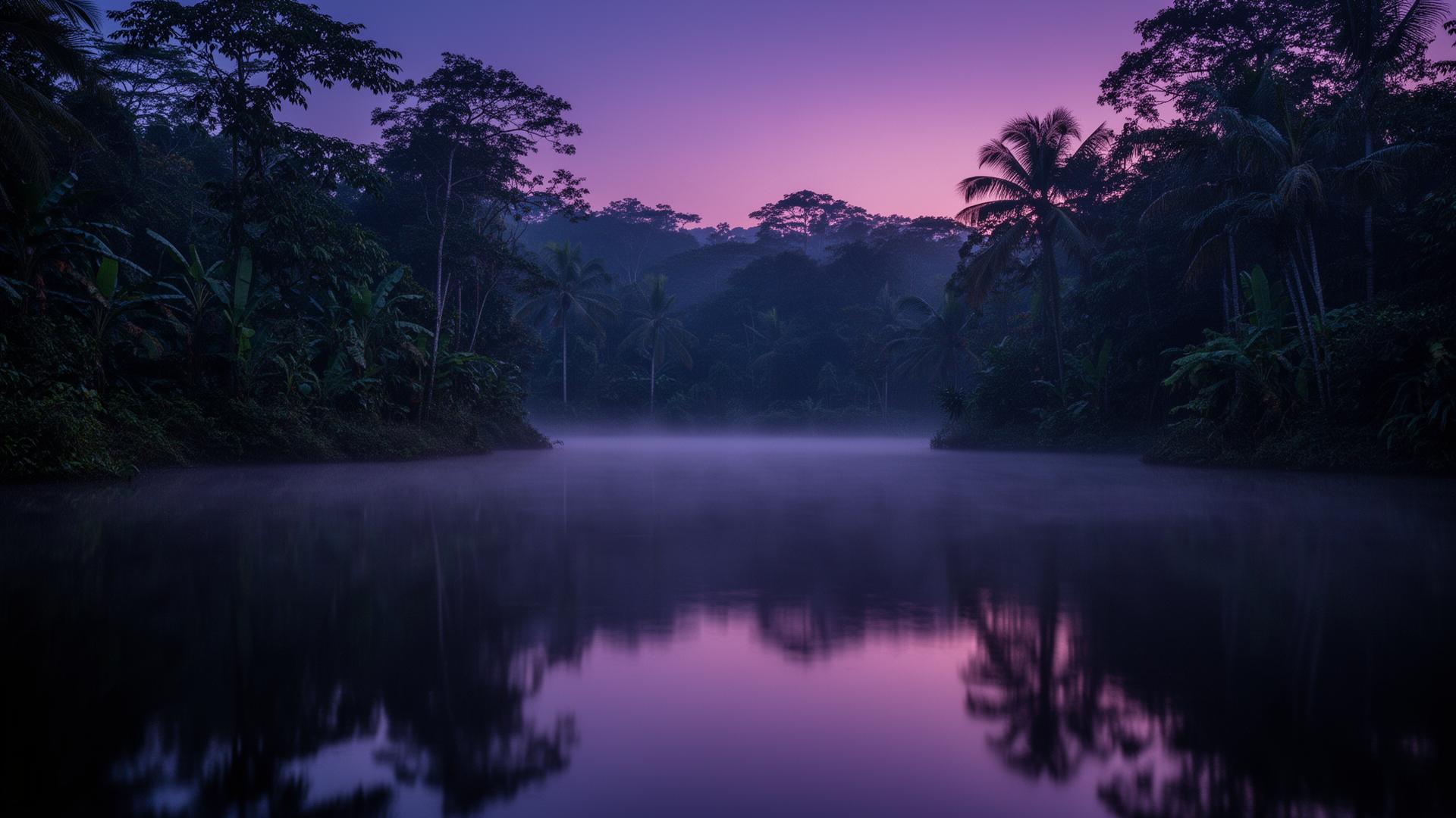 Still tropical water at dusk